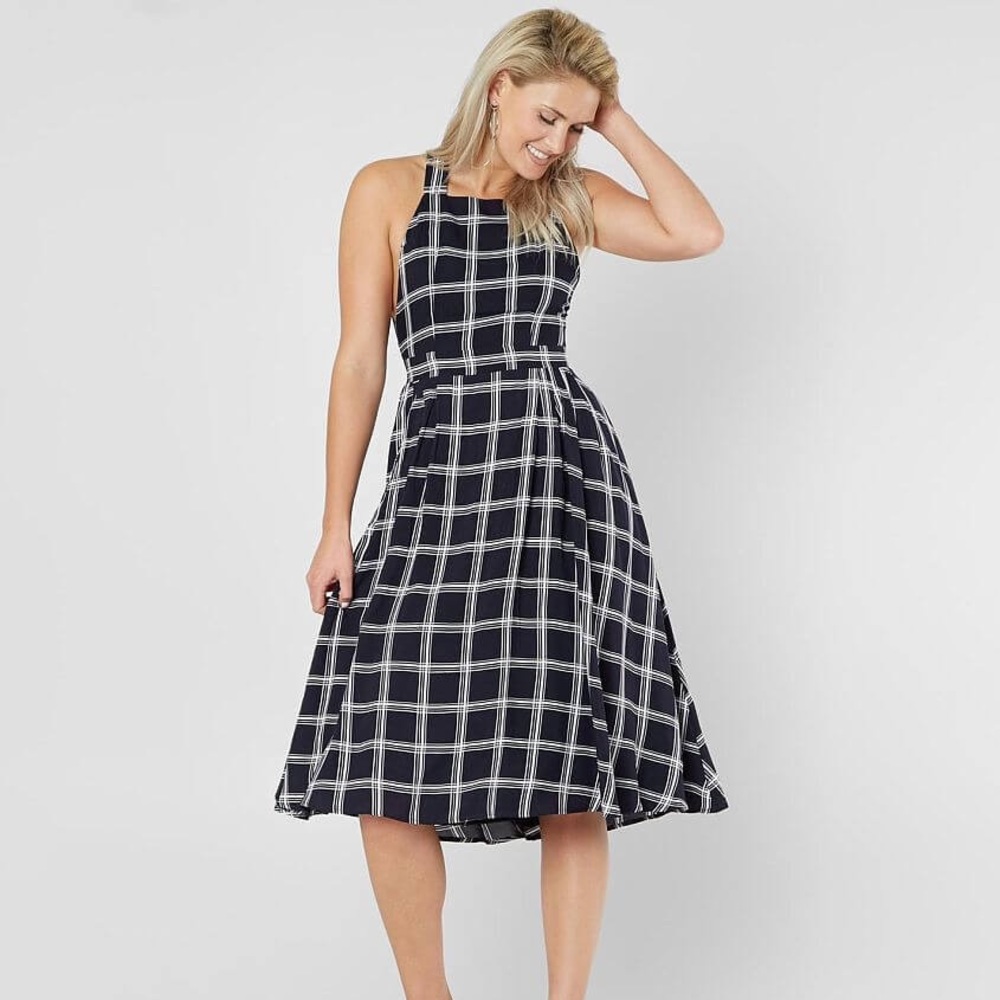 Hyfve Plaid Open Back MIDI Dress